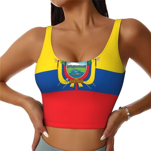 Flag of Ecuador Sports Bra for Women - Yoga Tank Top,Sports Vest with Performance Stretch and Quick Dry Fabric in Saudi Arabia