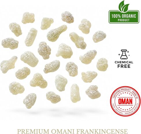 Premium Omani Frankincense Resin 50g | Authentic Hojari Boswellia Sacra Incense Resin | Wild-Harvested Frankincense Tears for Meditation, Aromatherapy & Spiritual Rituals in Kuwait