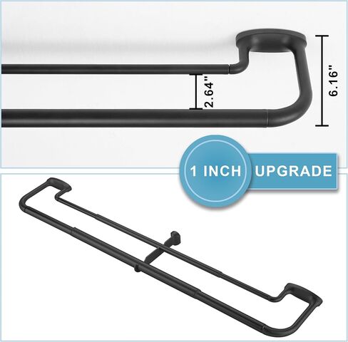Double Curtain Rods, Wrap Around Curtain Rod for Windows, Internal Splicing 1'' Front and 5/8'' Back Adjustable Curtain Rod with Aluminum Finials and Brackets (Black, 28-165") in Saudi Arabia