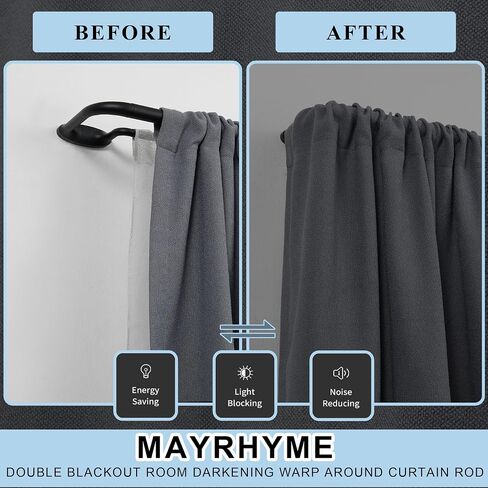 Double Curtain Rods, Wrap Around Curtain Rod for Windows, Internal Splicing 1'' Front and 5/8'' Back Adjustable Curtain Rod with Aluminum Finials and Brackets (Black, 28-165") in Saudi Arabia