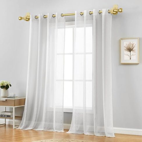 Gold No Drill Curtain Rods for Windows 48 to 84 Inch, USFOOK 5/8 Inch Curtain Rods No Drilling with 3M Adhesive Holders, Apartment Friendly Drapery Rod with Round Finials in Saudi Arabia