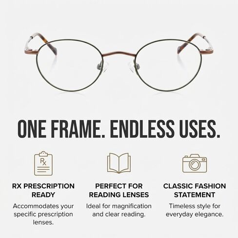 Optical Eyewear - Oval Shape, Metal Full Rim Frame - for Women or Men Prescription Eyeglasses RX in Saudi Arabia