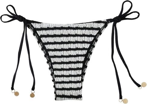 WDIRARA Women's Striped String Bikini Bottom Tie Side Low Rise Swim Bottom in Kuwait