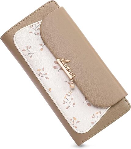 RNIEGA Womens Wallet Vegan Leather Long Ladies Wallets RFID Blocking Bifold Card Holder with Floral Pattern Zipper Pocket in Saudi Arabia
