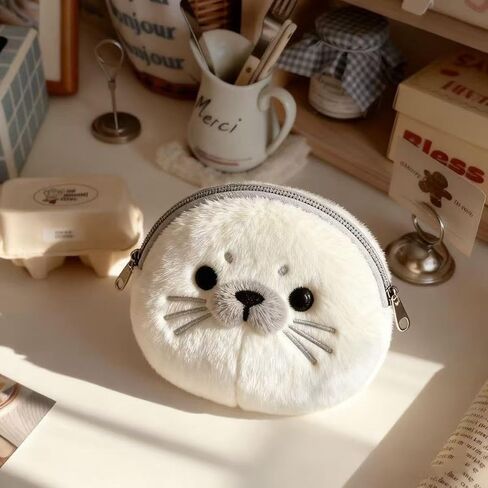 Cute Seal Coin Purse - Soft Plush Change Purse Keychain, Mini Wallet & Bag Charm for Women​ in Saudi Arabia