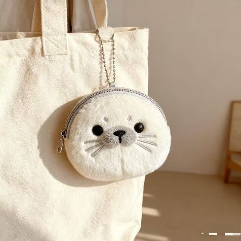 Cute Seal Coin Purse - Soft Plush Change Purse Keychain, Mini Wallet & Bag Charm for Women​ in Saudi Arabia