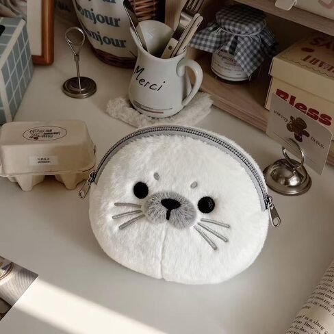 Cute Seal Coin Purse - Soft Plush Change Purse Keychain, Mini Wallet & Bag Charm for Women​ in Saudi Arabia