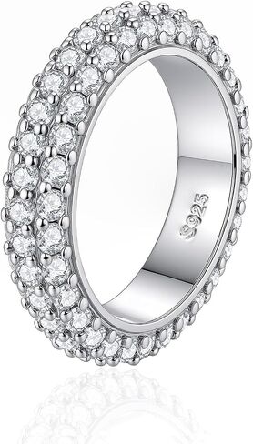 ENDLESSNESS & ETERNITY Full Eternity Band Ring Rhodium Plated Sterling Silver S925 Stamped with 5A+H Color VVS CZs, Comes with Luxurious Velvet Ring Box in Saudi Arabia