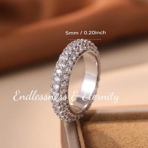ENDLESSNESS & ETERNITY Full Eternity Band Ring Rhodium Plated Sterling Silver S925 Stamped with 5A+H Color VVS CZs, Comes with Luxurious Velvet Ring Box in Saudi Arabia