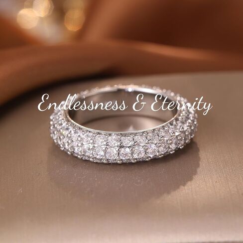 ENDLESSNESS & ETERNITY Full Eternity Band Ring Rhodium Plated Sterling Silver S925 Stamped with 5A+H Color VVS CZs, Comes with Luxurious Velvet Ring Box in Saudi Arabia