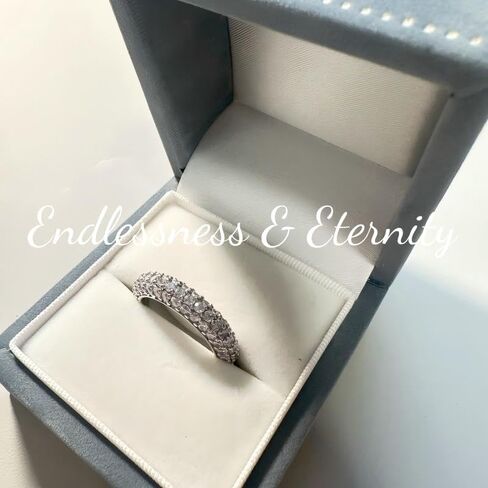 ENDLESSNESS & ETERNITY Full Eternity Band Ring Rhodium Plated Sterling Silver S925 Stamped with 5A+H Color VVS CZs, Comes with Luxurious Velvet Ring Box in Saudi Arabia
