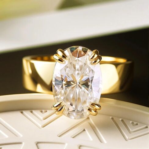 Shining 4.5ct Oval Moissanite Wedding Ring Women Broadband Ring 8x12MM Moissanite Diamonds Gold Rings S925 Silver Engagement Jewelr in Kuwait