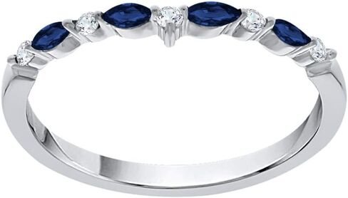 KATARINA Diamond and Alternating Blue Sapphire Wedding Band in 14K Gold (1/4 cttw, J-K, SI2-I1) in Saudi Arabia