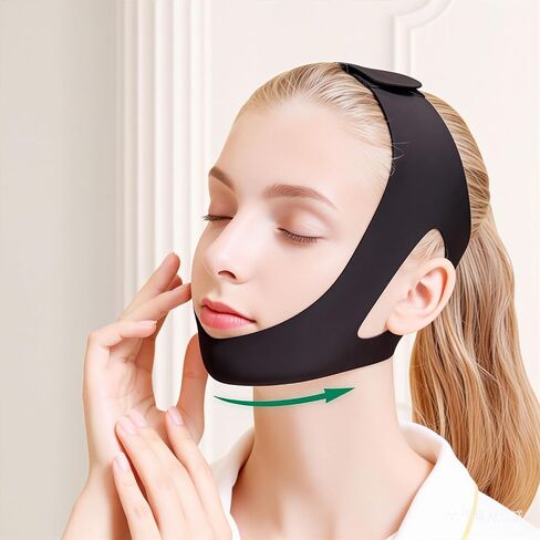 Chinology Double Chin Lifting Mask - Chin Strap for Sleeping to Reduce Double Chin & Stop Snoring, Anti-Snoring CPAP Chin Strap to Keep Mouth Closed, Adjustable Face Lifting Chin Mask (black1) in Saudi Arabia
