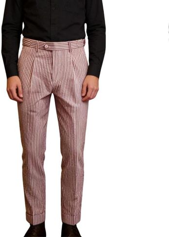 Men‘s Summer Seersucker Pants Breathable Striped Trousers with Arrow Waistband Multiple Colors in Saudi Arabia