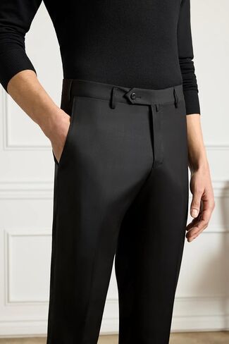Zanella Men’s Parker Italian Wool Dress Pants, Stretch Gabardine Luxury Tailored Pleated Trousers, Made in Italy in Kuwait