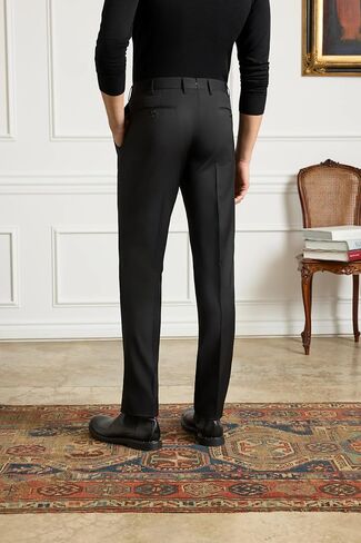 Zanella Men’s Parker Italian Wool Dress Pants, Stretch Gabardine Luxury Tailored Pleated Trousers, Made in Italy in Kuwait