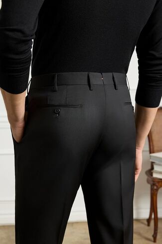 Zanella Men’s Parker Italian Wool Dress Pants, Stretch Gabardine Luxury Tailored Pleated Trousers, Made in Italy in Kuwait