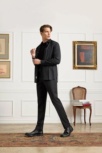 Zanella Men’s Parker Italian Wool Dress Pants, Stretch Gabardine Luxury Tailored Pleated Trousers, Made in Italy in Kuwait