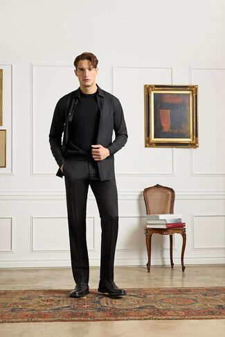 Zanella Men’s Parker Italian Wool Dress Pants, Stretch Gabardine Luxury Tailored Pleated Trousers, Made in Italy in Kuwait