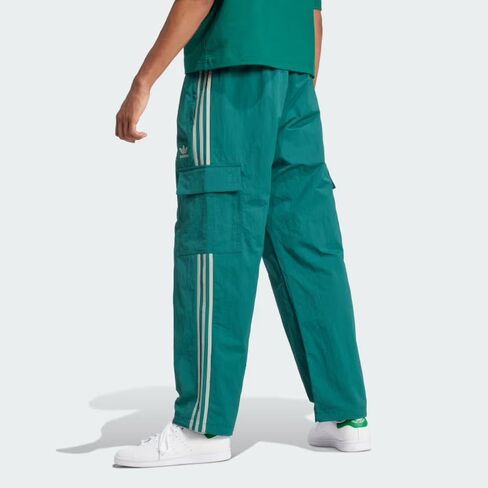 بنطال كارجو رجالي من adidas Original بمقاس فضفاض Adicolor Classics 3-Stripes، أخضر جامعي، مقاس كبير in Kuwait
