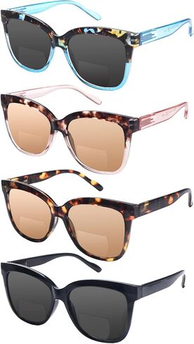 4 Pack Bifocal Sunglasses for Women,UV400 Anti Glare Sun Readers, Driving Fishing Travel Outdoor Use in Saudi Arabia