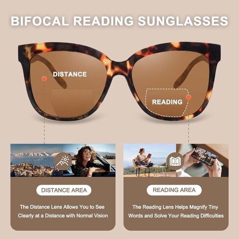4 Pack Bifocal Sunglasses for Women,UV400 Anti Glare Sun Readers, Driving Fishing Travel Outdoor Use in Kuwait