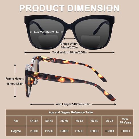 4 Pack Bifocal Sunglasses for Women,UV400 Anti Glare Sun Readers, Driving Fishing Travel Outdoor Use in Kuwait