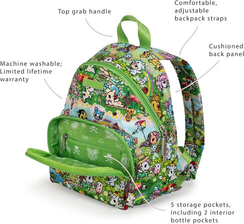 JuJuBe Tokidoki Mini Backpack Purse for Women, Small Lightweight Backpack with Zipper Pockets, Everyday Travel Bag for Work Shopping in Saudi Arabia