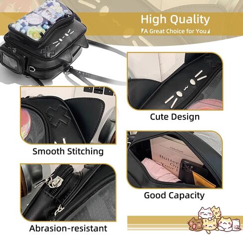 Cat Ita Bag, Pin Display Backpack Bag with Insert Crossbody Single Shoulder PU Leather Bags for Pin Badge Button Merchandise Fandom Goods Doll Display in Saudi Arabia