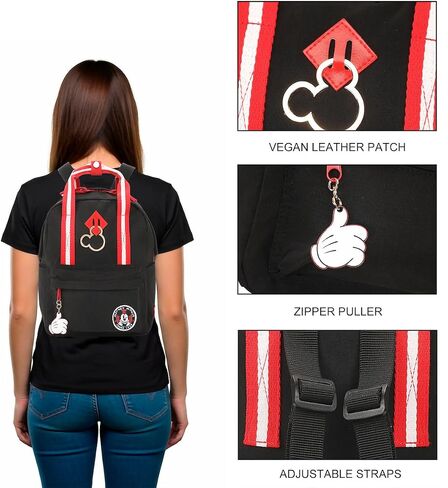 Disney Mickey Mouse Logo Cotton Canvas Women's Black Mini Backpack in Kuwait
