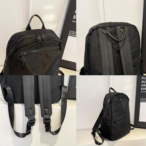 natyrlpog Women's Casual Backpack A4, Lightweight Nylon Waterproof Travel Daypack with Multiple Pockets (black) in Saudi Arabia