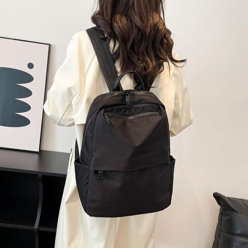 natyrlpog Women's Casual Backpack A4, Lightweight Nylon Waterproof Travel Daypack with Multiple Pockets (black) in Saudi Arabia