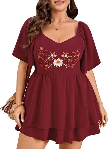 CICIDUDU Women Plus Size Romper Dress Summer Western Boho Floral Short Jumpsuit Cowgirl Country Concert Vacation Playsuit in Saudi Arabia