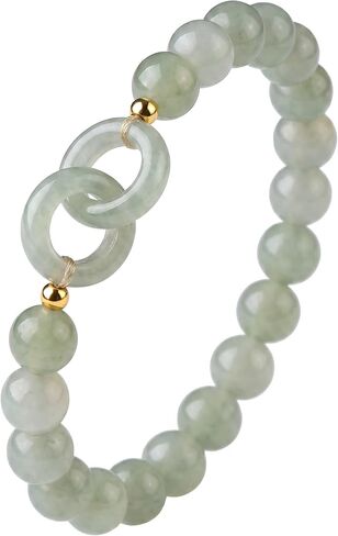 Natural Lucky Feng Shui Bangle Bracelet for Women Genuine Nephrite Hetian Gemstone with Interlocking Safety Clasp Barrel Beads Positive Energy Good Fortune Protection Wristband in Saudi Arabia