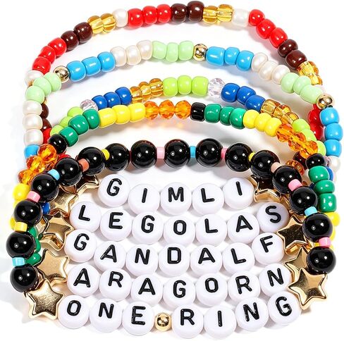 AICase for Lord of the Rings Merch Gifts Inspired Bracelets 5 Pcs Stackable Stretch Beaded Friendship Bracelets Costume Outfit Poster Sticker Book Stuff Merchandise Gifts for Fans Birthday in Kuwait