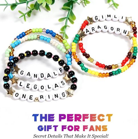 AICase for Lord of the Rings Merch Gifts Inspired Bracelets 5 Pcs Stackable Stretch Beaded Friendship Bracelets Costume Outfit Poster Sticker Book Stuff Merchandise Gifts for Fans Birthday in Kuwait