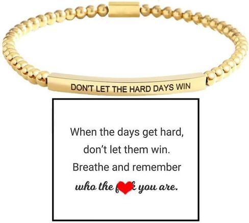 Dont Let The Hard Days Win Bracelet Inspire Beaded Bracelet Stainless Steel Tube Engraved Inspirational Bracelet for Women Men Inspirational Jewelry Gifts in Kuwait