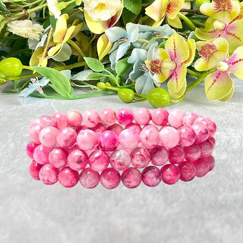 8mm Pink Smithsonite Round Beads Stretch Bracelet in Saudi Arabia