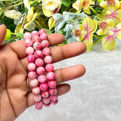 8mm Pink Smithsonite Round Beads Stretch Bracelet in Saudi Arabia