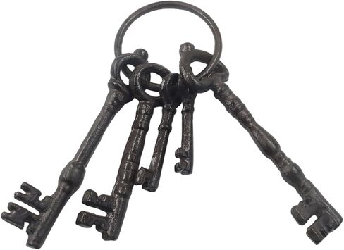 Vintage Cast Iron Skeleton Key Set - Antique Iron Keys for Farmhouse, Pirate Treasure Chest Props, Costume Accessories & Rustic Home Decoration in Saudi Arabia
