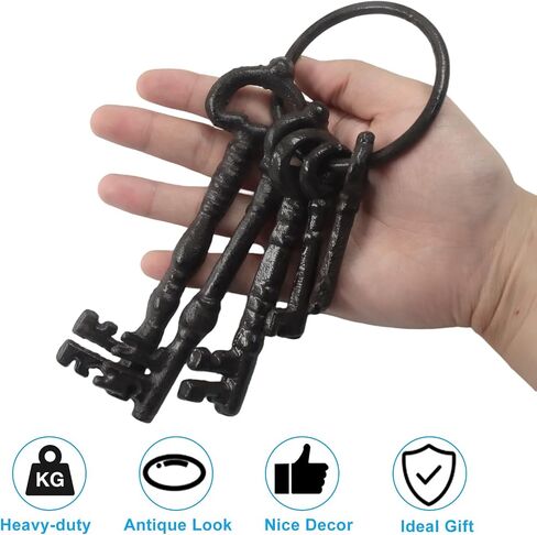 Vintage Cast Iron Skeleton Key Set - Antique Iron Keys for Farmhouse, Pirate Treasure Chest Props, Costume Accessories & Rustic Home Decoration in Saudi Arabia