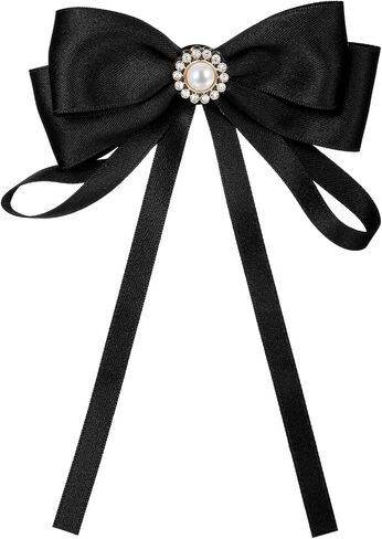 Black Bow Tie for Women, Clip on Bow Ties, Pin Tie, Solid Color Ribbon Bowtie for Women, School Uniform Party Cosplay Daily Wear in Saudi Arabia