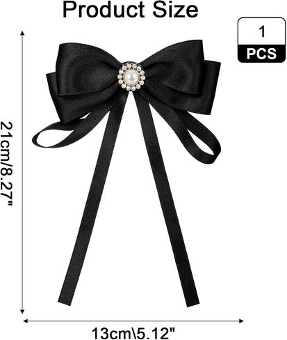 Black Bow Tie for Women, Clip on Bow Ties, Pin Tie, Solid Color Ribbon Bowtie for Women, School Uniform Party Cosplay Daily Wear in Saudi Arabia
