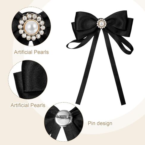 Black Bow Tie for Women, Clip on Bow Ties, Pin Tie, Solid Color Ribbon Bowtie for Women, School Uniform Party Cosplay Daily Wear in Saudi Arabia