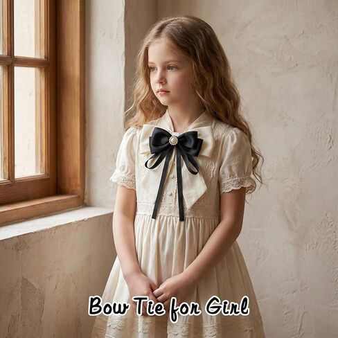 Black Bow Tie for Women, Clip on Bow Ties, Pin Tie, Solid Color Ribbon Bowtie for Women, School Uniform Party Cosplay Daily Wear in Saudi Arabia