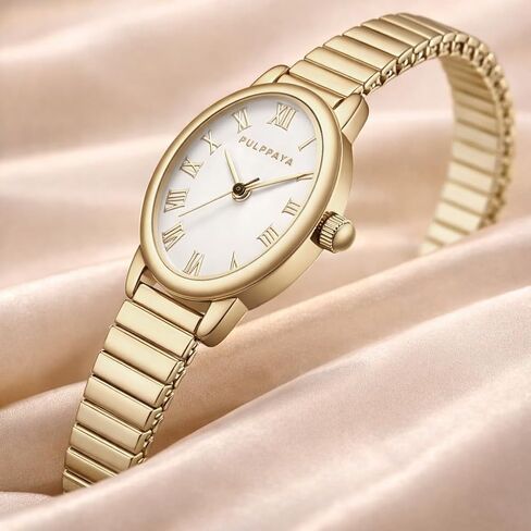 Dainty Vintage Small Gold Watch for Women, Relojes para Mujer, Fashion Dress Wrist Cute Analog Oval Watches Mini Petite with Stainless Bracelet, Waterproof in Saudi Arabia