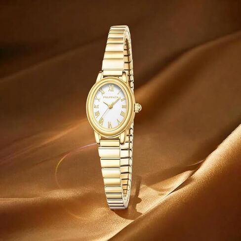 Dainty Vintage Small Gold Watch for Women, Relojes para Mujer, Fashion Dress Wrist Cute Analog Oval Watches Mini Petite with Stainless Bracelet, Waterproof in Saudi Arabia