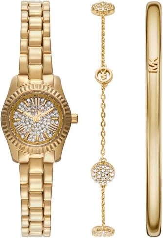 Michael Kors Women's Lexington Three-Hand Gold-Tone Stainless Steel Watch Gift Set (Model: MK4944SET) in Saudi Arabia