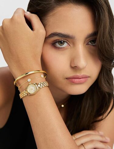 Michael Kors Women's Lexington Three-Hand Gold-Tone Stainless Steel Watch Gift Set (Model: MK4944SET) in Saudi Arabia
